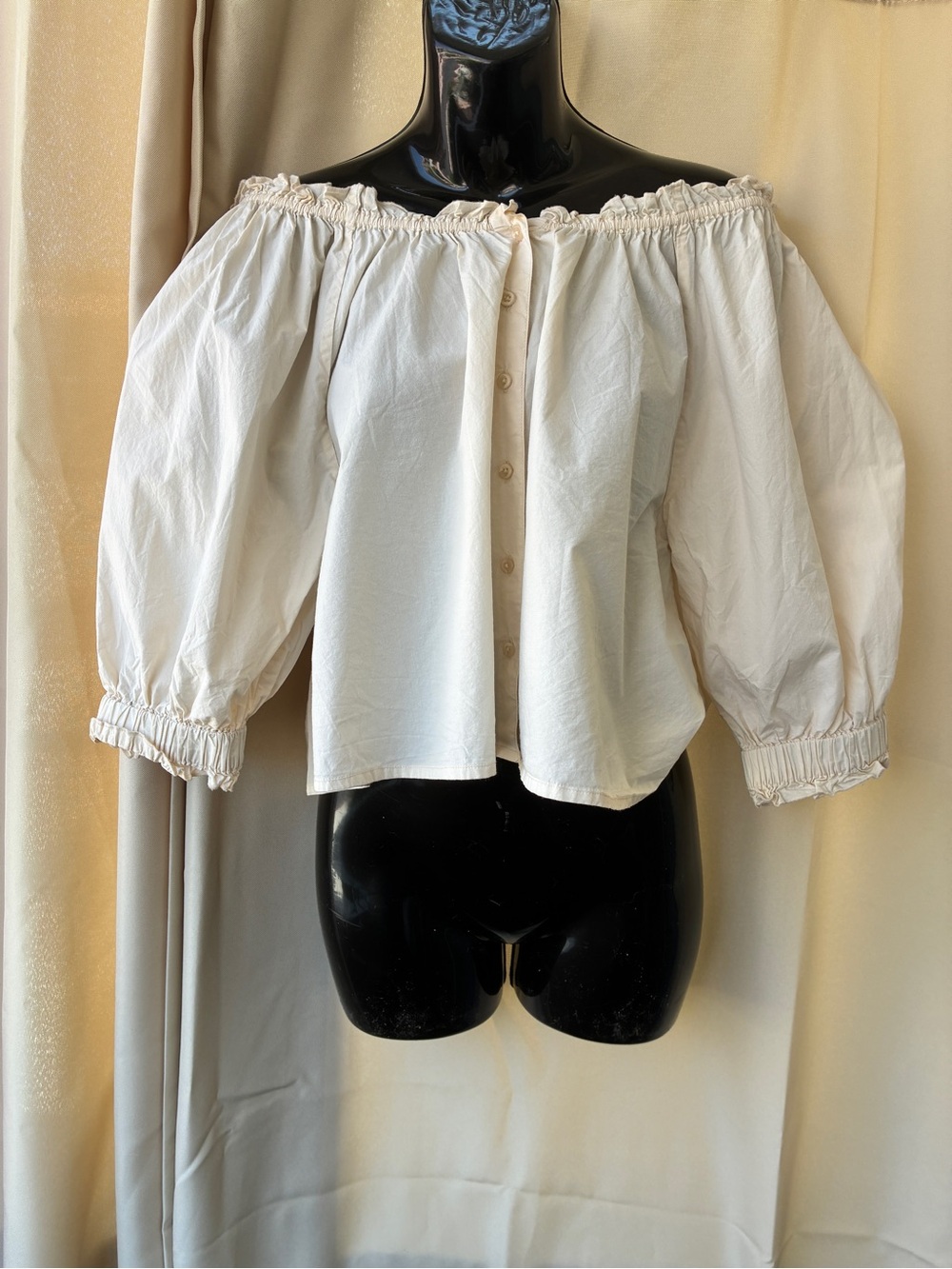 Apiece Apart Casa Organic Cotton Cream Top Sz S